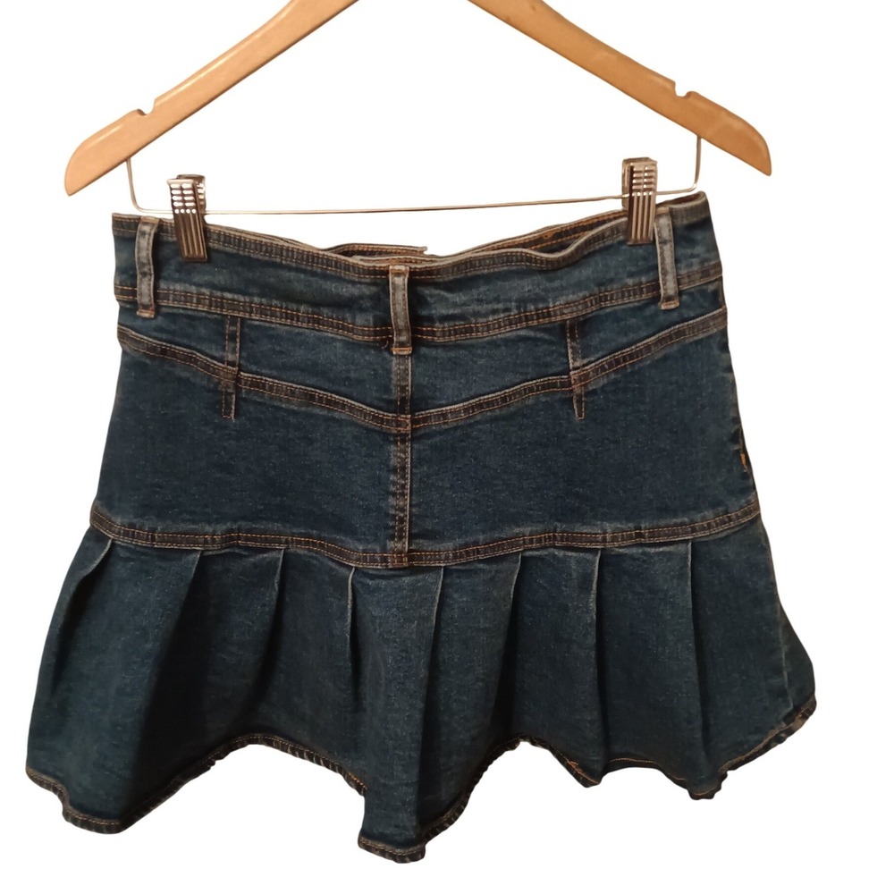Wild Fable High Rise Denim Skirt Blue Pleated Ruffle Flounce Size‎ 12 Juniors - Picture 4 of 7